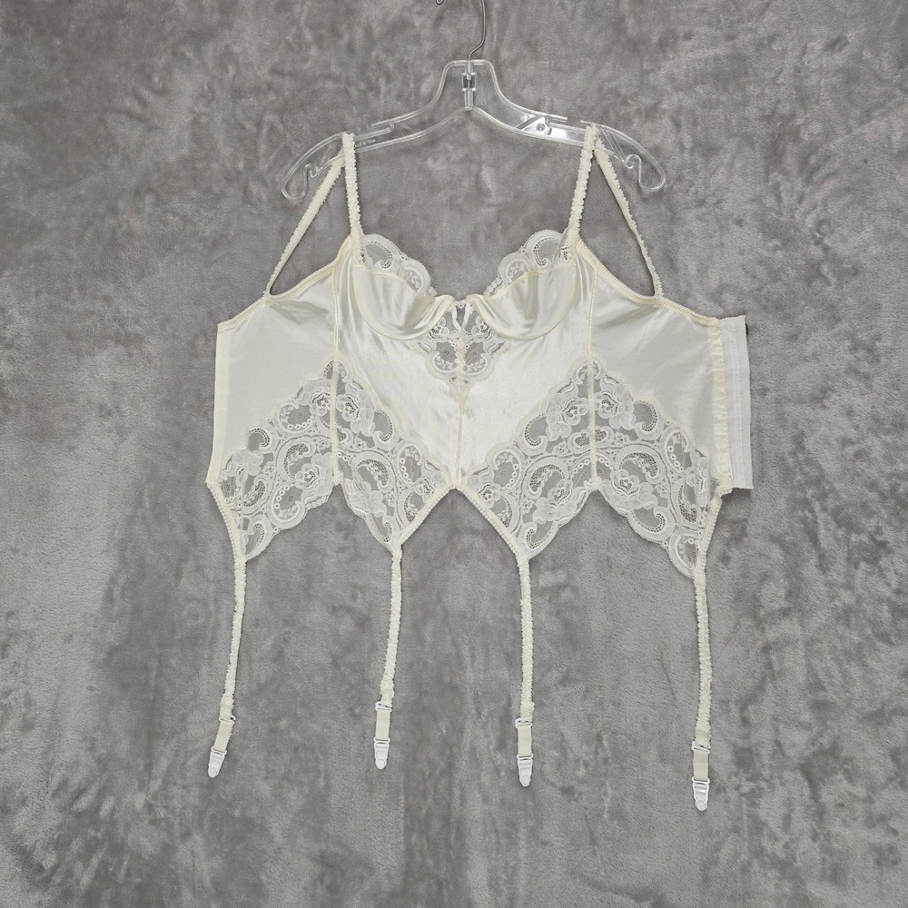 Christian Dior Intimates Bustier Corset Women 34B Cream Lace Satin Garter Alter